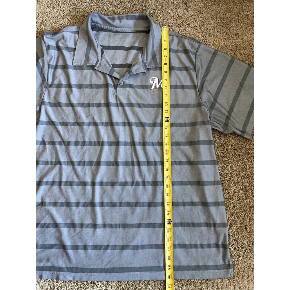 Mens Milwaukee Brewers polo "M" Logo Lightweight Shirt Gray Size 2XL - Picture 5 of 6